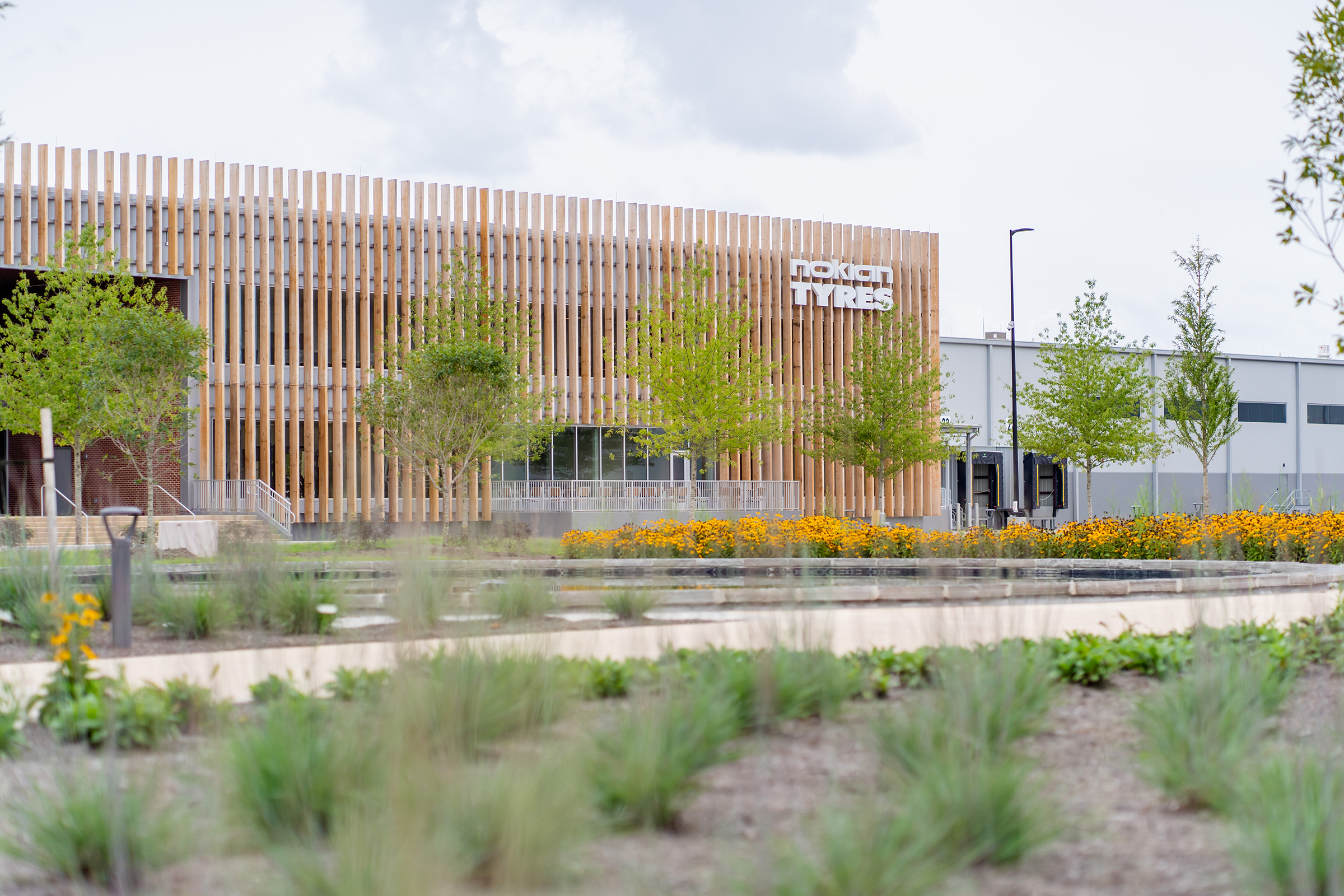 Native plant landscape in front of Nokian Building